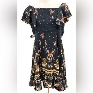 Farm Rio Open Back Floral & Pineapple Print Mini Dress Size Large